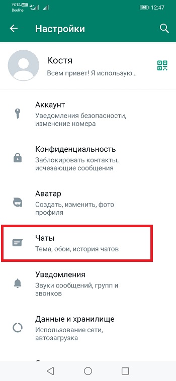 Чаты в Whatsapp