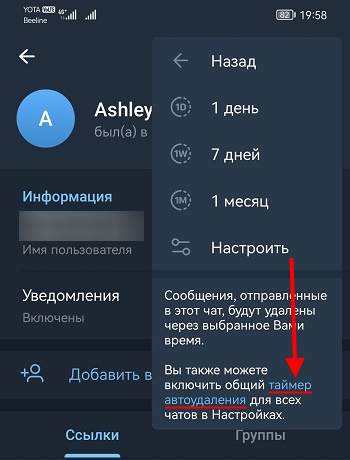 автоудаление сообщений в телеграм для всех чатов